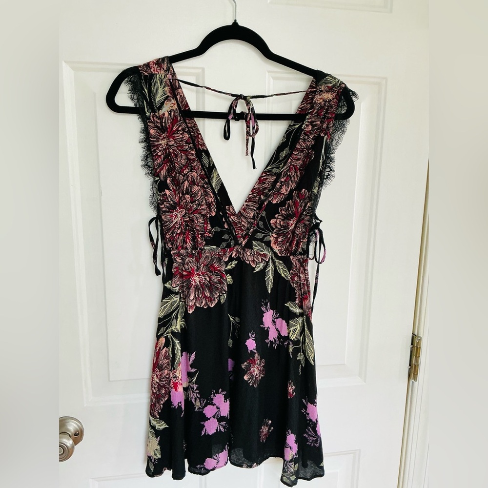 Free People Marnie Babydoll Floral Print Mini Dress Backless Beachy Boho Size S - Picture 15 of 15